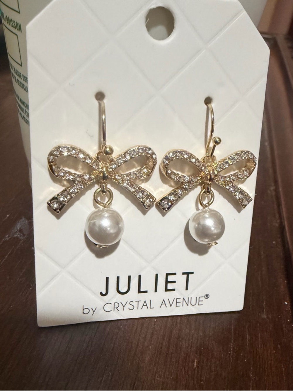 Juliet Gold Plated Bow Earrings with White Pearl Drops